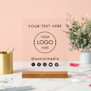 Pop Up Shop Clear Banner  Logo Social Media Icons Acrylic Sign