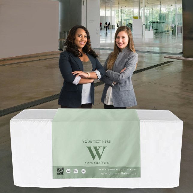 Pop Up Shop Letter Logo QR Code Table Runner Green Tapestry (Pop Up Shop Letter Logo QR Code Table Runner Green Tapestry)