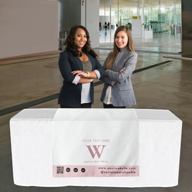 Pop Up Shop Letter Logo QR Code Table Runner Pink Tapestry (Pop Up Shop Letter Logo QR Code Table Runner Pink Tapestry)