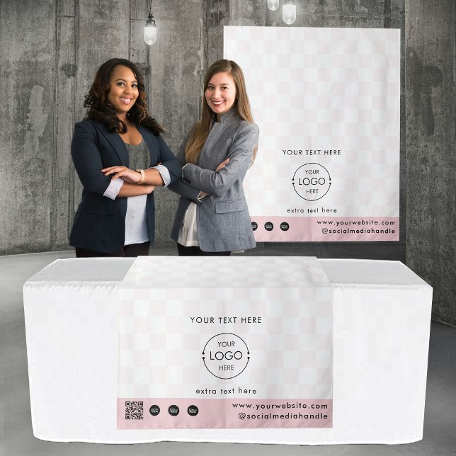 Pop Up Shop Logo QR Code Vendor Table Runner Pink Tapestry (Pop Up Shop Logo QR Code Vendor Table Runner Pink Tapestry)