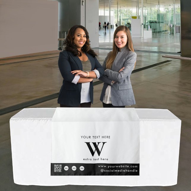 Pop Up Shop Monogram Logo QR Code Table Runner Tapestry (Pop Up Shop Monogram Logo QR Code Table Runner Tapestry)