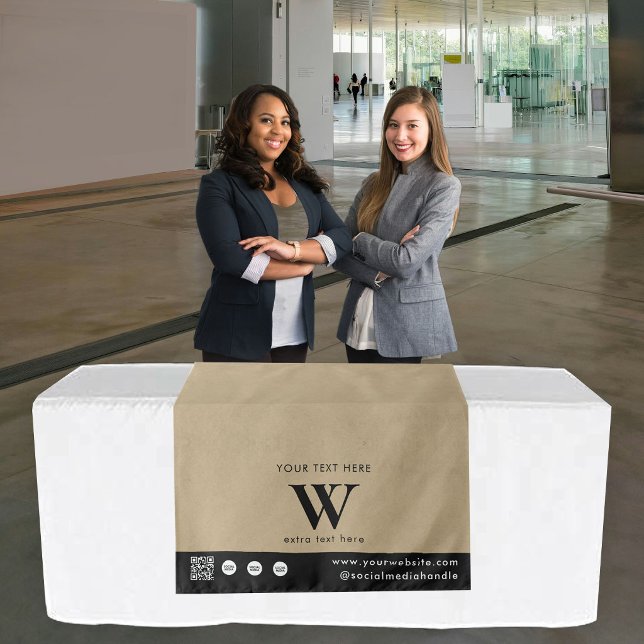 Pop Up Shop Simple Logo QR Code Table Runner Kraft Tapestry (Pop Up Shop Simple Logo QR Code Table Runner Kraft Tapestry)