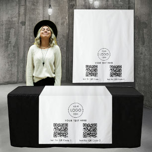 Pop Up Shop Table Runner Banner  Logo 2 QR Codes Tapestry