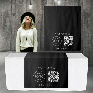 Pop Up Shop Table Runner Banner  Logo QR Code Tapestry