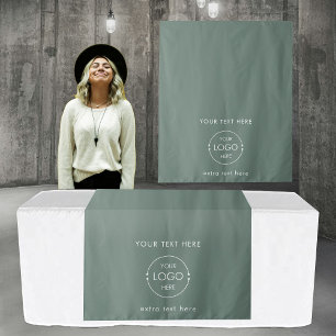 Pop Up Shop Table Runner Sign Business Logo Green Tapestry