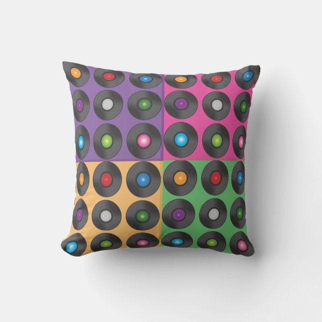 Pop Vinyls Throw Pillow (Front)