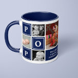 Pop We Love You Navy Blue Custom Photo Collage Mug<br><div class="desc">Show your dad how much you love him with this awesome navy blue and white photo collage mug with room for five special photos. Block letters spell out "POP." Additional squares have "We Love You!" and children's names. Amazing gift for dad.</div>