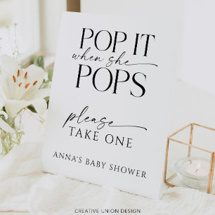 Pop When She Pops Personalized Baby Shower Favour Pedestal Sign