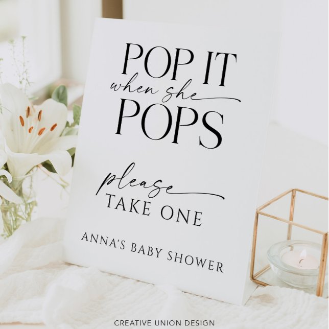 Pop When She Pops Personalized Baby Shower Favour Pedestal Sign (Creator Uploaded)