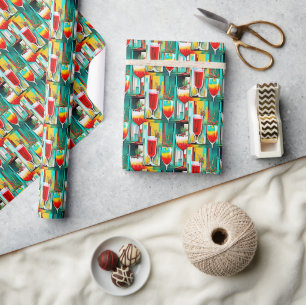 PopArt Christmas Cocktails Wrapping Paper