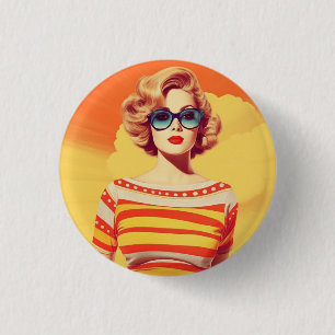 Popart design, Retro inspired 1 Inch Round Button