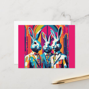 PopArt Easter Bunnies Postcard