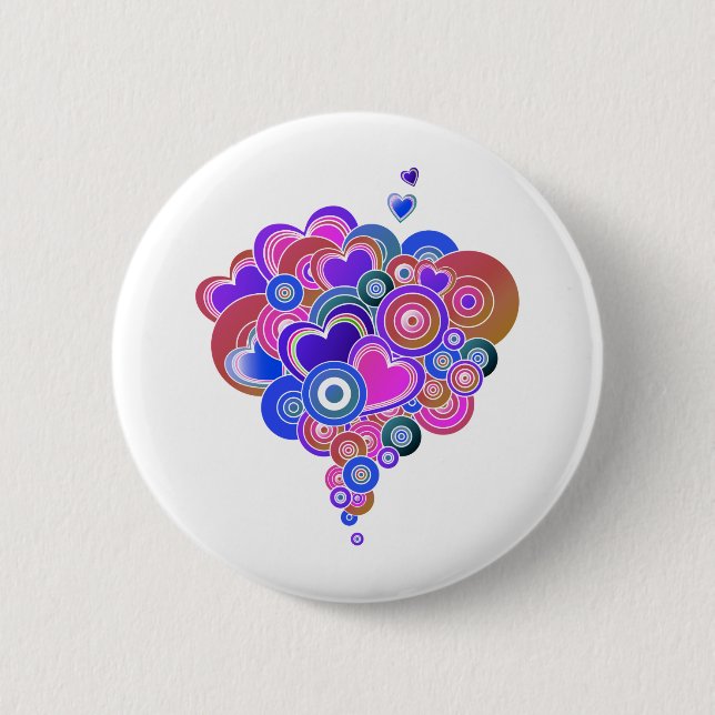 PopArt Purple Hearts 2 Inch Round Button (Front)