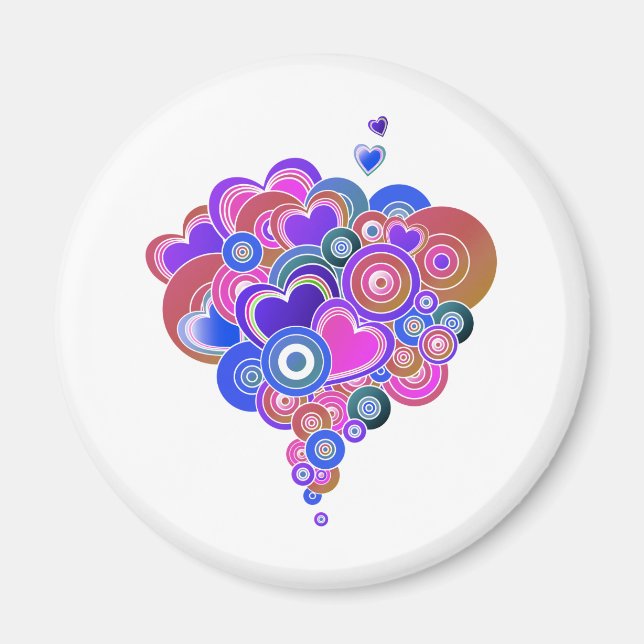 PopArt Purple Hearts Magnet (Front)