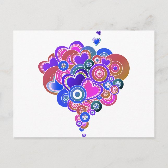 PopArt Purple Hearts Postcard (Front)