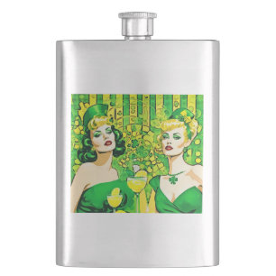 PopArt St Paddy's Pin-up Girls Hip Flask
