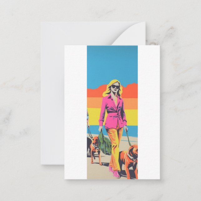 Popart style gift, beach dog walk card (Front)