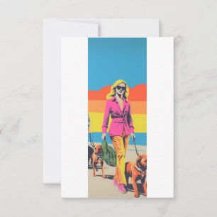 Popart style gift, beach dog walk thank you card