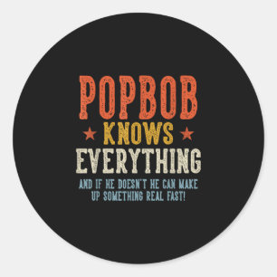 Popbob knows everything father's day retro vintage classic round sticker