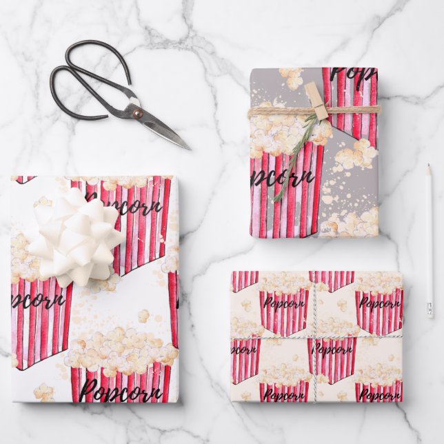 Popcorn 3 pack Gift Wrap (Front)