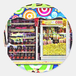 Popcorn and Candy Apples Classic Round Sticker