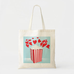 Popcorn and Hearts Movie Date Night Tote Bag
