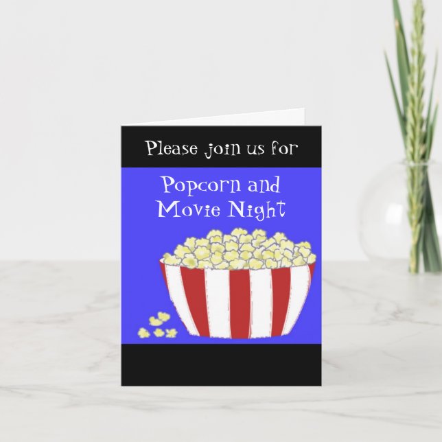 Popcorn and Movie Night Invitation (Front)