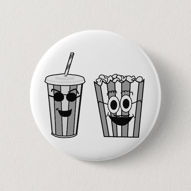 popcorn and soda 2 inch round button (Front)