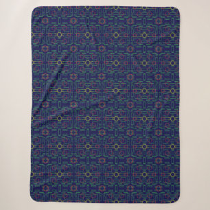 Popcorn Anime Blue Geometric Sherpa Blanket