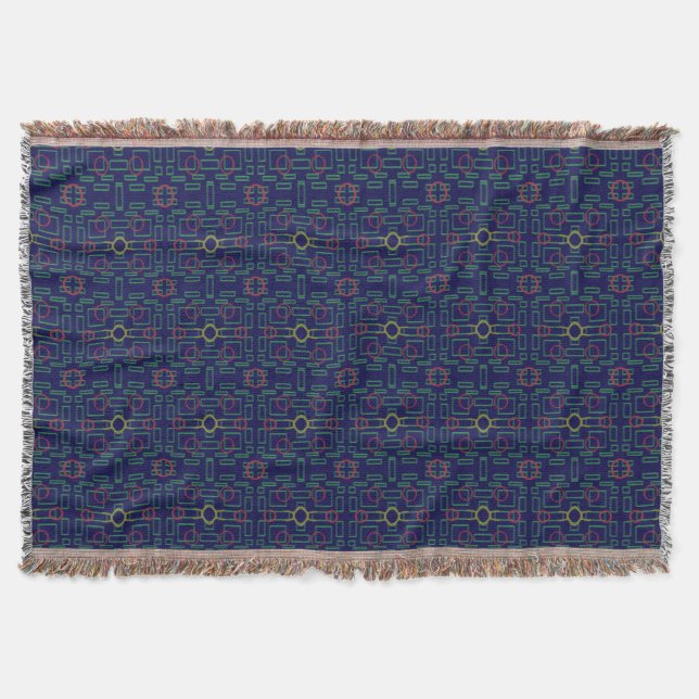 Popcorn Anime Blue Geometric  Throw Blanket (Front)
