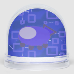 Popcorn Anime Blue Spaceship Aviation Snowglobe