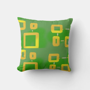 Popcorn Anime Future Retro Green Throw Pillow