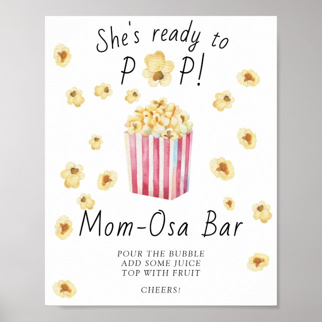 Popcorn baby shower - Mom-osa bar Poster (Front)