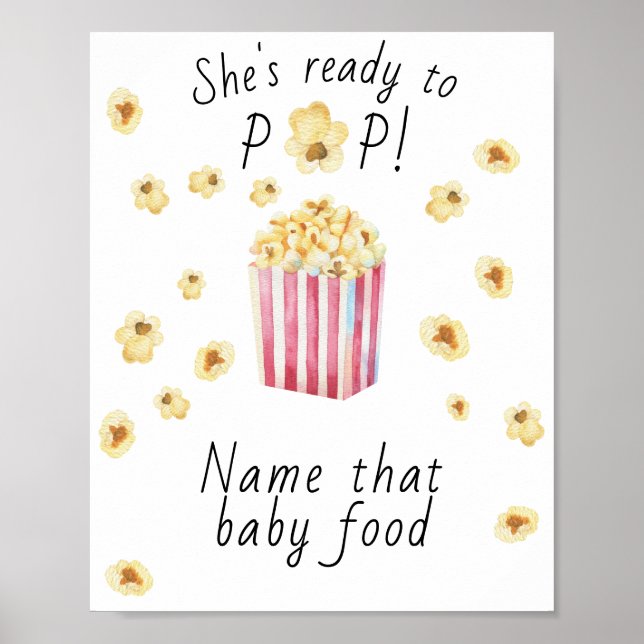 Popcorn baby shower - Name that baby food Poster (Front)