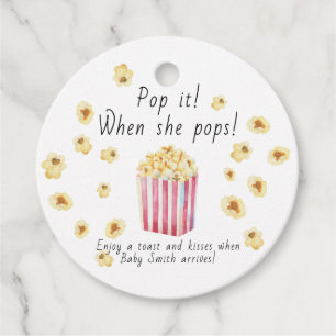 Popcorn Baby shower Pop it When she pops Favour Tags