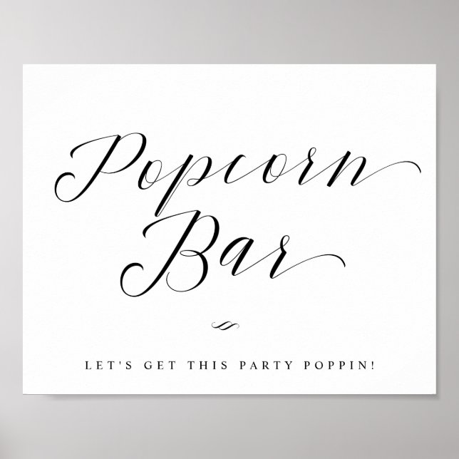 Popcorn Bar Chic Bridal Shower or Wedding Sign (Front)