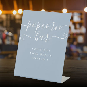 Popcorn Bar Get This Party Poppin Dusty Blue Pedestal Sign