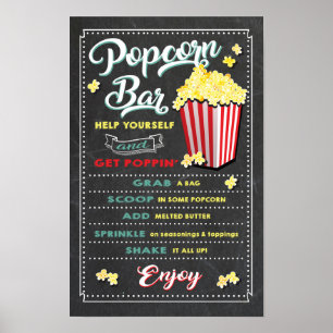 Popcorn Bar Menu Party Sign