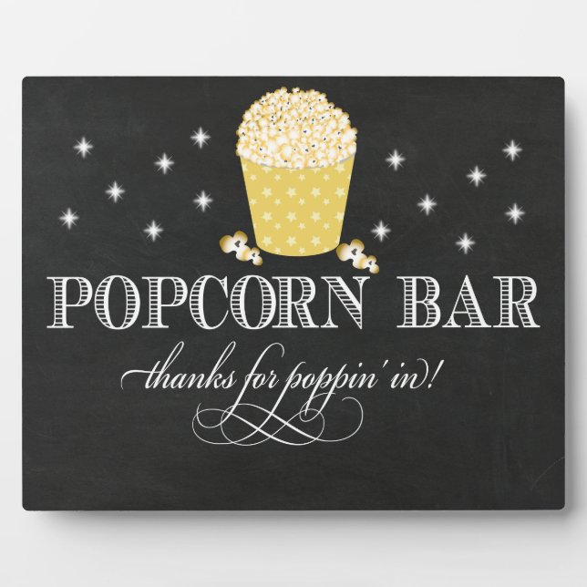 Popcorn Bar Sign Table Easel Plaque (Front)