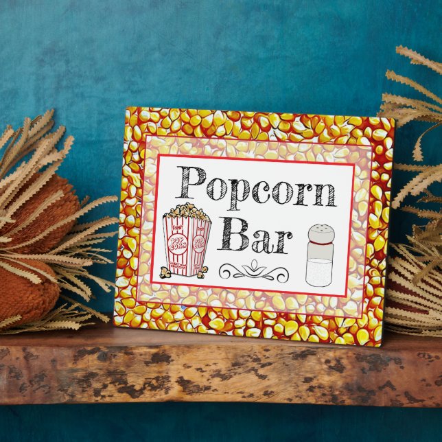 Popcorn Bar Wedding or Baby Shower Sign Plaque (Side)