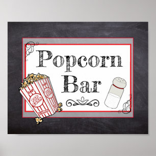 Popcorn Bar Wedding or Baby Shower Sign Poster