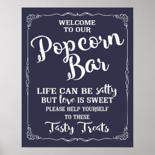 Popcorn Bar wedding sign elegant chalkboard