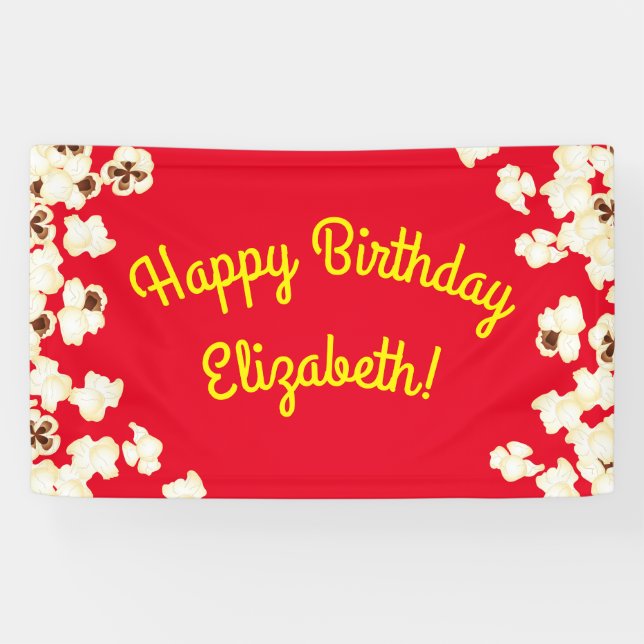 Popcorn Birthday Party Movie Theatre Banner (Horizontal)
