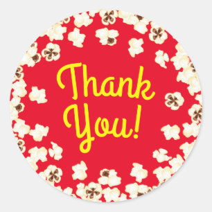 Popcorn Birthday Party Movie Theatre Classic Round Sticker