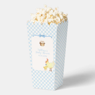 Popcorn Blue Gingham Little Chick Boy Baby Shower Favor Box