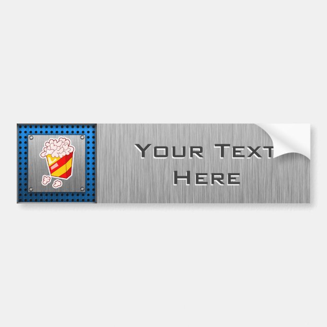 Popcorn; Brushed metal-look Bumper Sticker (Front)