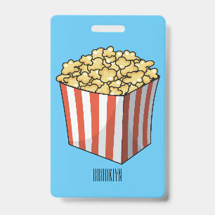 Popcorn cartoon illustration  badge