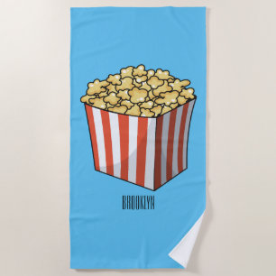 Popcorn cartoon illustration  beach towel
