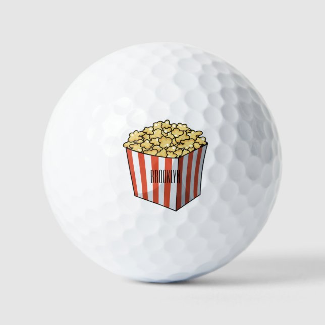 Popcorn cartoon illustration  golf balls (Front)