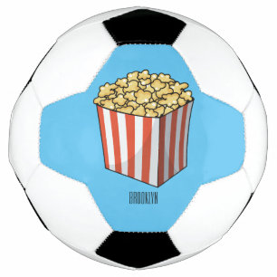 Popcorn cartoon illustration soccer ball